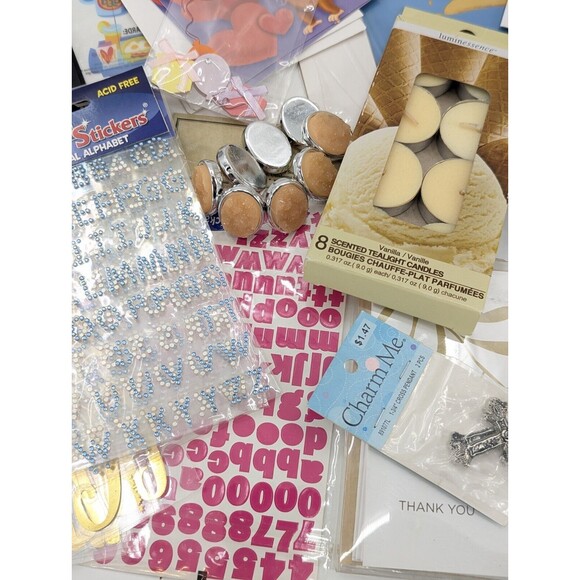 Craft Lot Confetti, Alphabet Stickers, Jewelry Making, Cards Misc. Over 4 Pounds - Picture 3 of 15